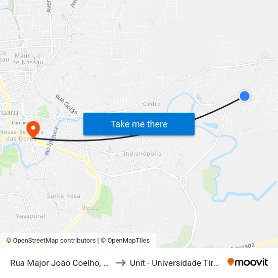 Rua Major João Coelho, 621-669 to Unit - Universidade Tiradentes map