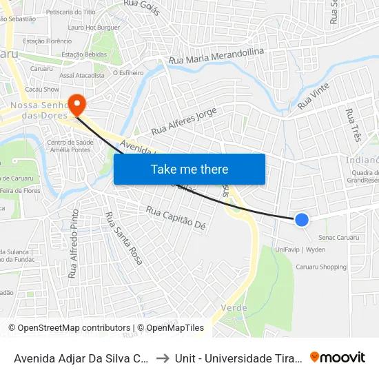 Avenida Adjar Da Silva Casé, 10 to Unit - Universidade Tiradentes map