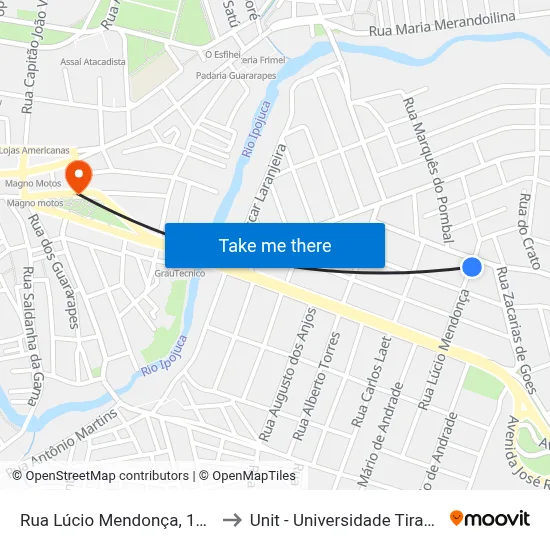 Rua Lúcio Mendonça, 136-216 to Unit - Universidade Tiradentes map