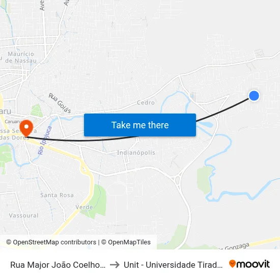 Rua Major João Coelho, 870 to Unit - Universidade Tiradentes map