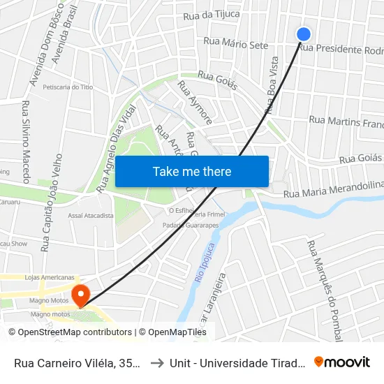 Rua Carneiro Viléla, 352-368 to Unit - Universidade Tiradentes map