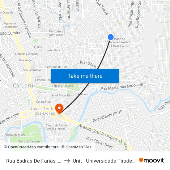 Rua Esdras De Farias, 416 to Unit - Universidade Tiradentes map