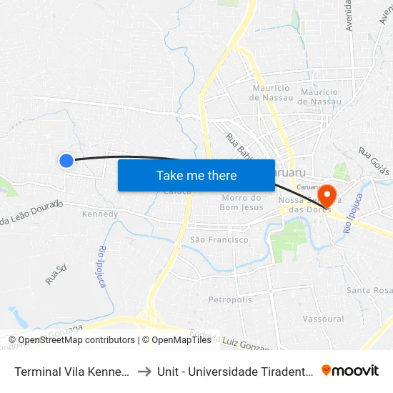 Terminal Vila Kennedy to Unit - Universidade Tiradentes map