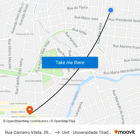Rua Carneiro Viléla, 393-421 to Unit - Universidade Tiradentes map