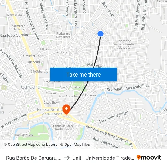 Rua Barão De Caruaru, 149 to Unit - Universidade Tiradentes map