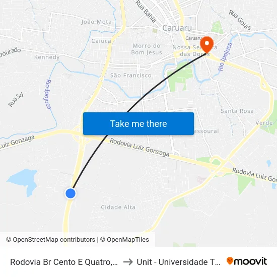 Rodovia Br Cento E Quatro, 68 | Ceaca to Unit - Universidade Tiradentes map