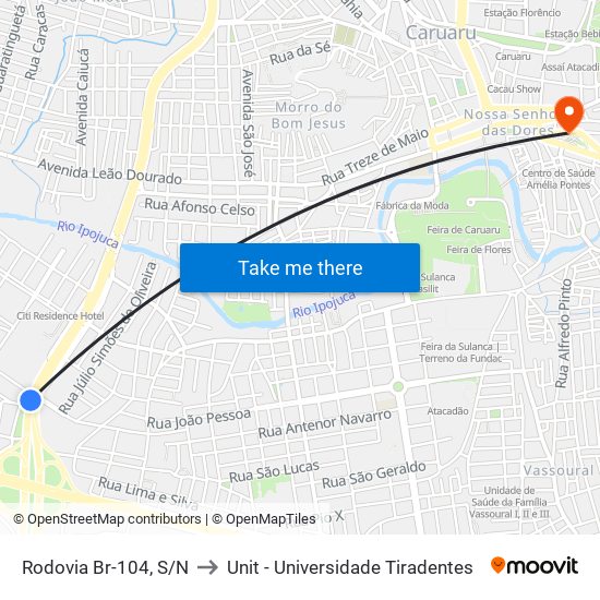 Rodovia Br-104, S/N to Unit - Universidade Tiradentes map