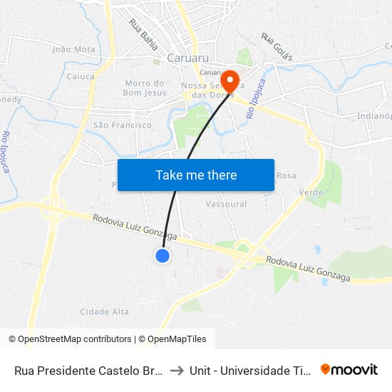 Rua Presidente Castelo Branco, 77b to Unit - Universidade Tiradentes map