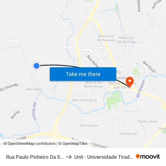 Rua Paulo Pinheiro Da Silva, 2 to Unit - Universidade Tiradentes map