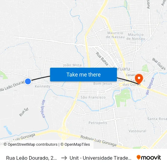 Rua Leão Dourado, 2022 to Unit - Universidade Tiradentes map