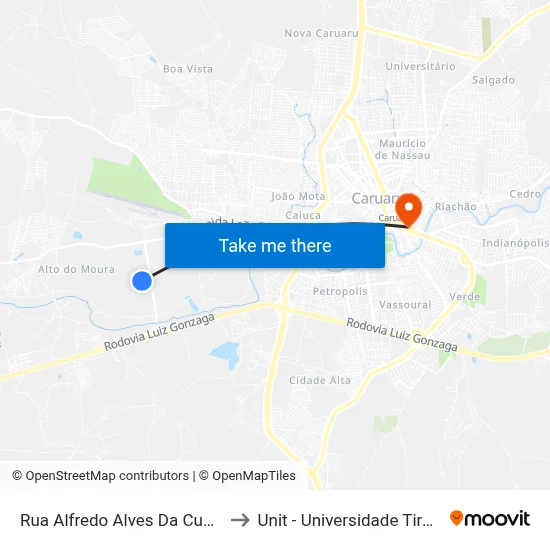 Rua Alfredo Alves Da Cunha, 276 to Unit - Universidade Tiradentes map