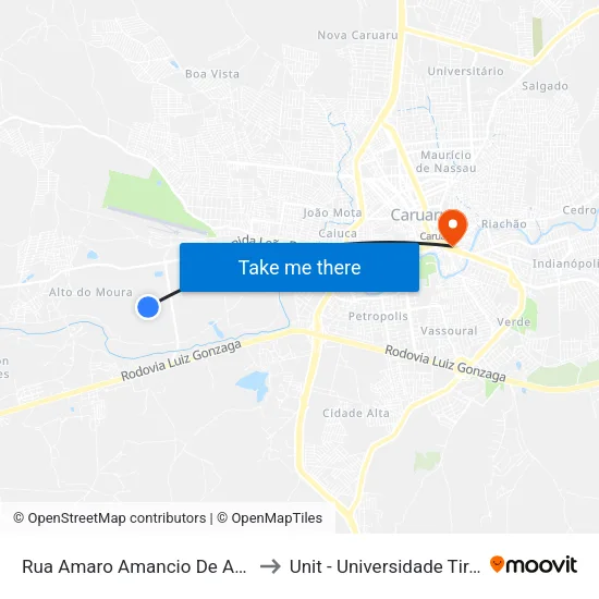 Rua Amaro Amancio De Araujo, 560 to Unit - Universidade Tiradentes map