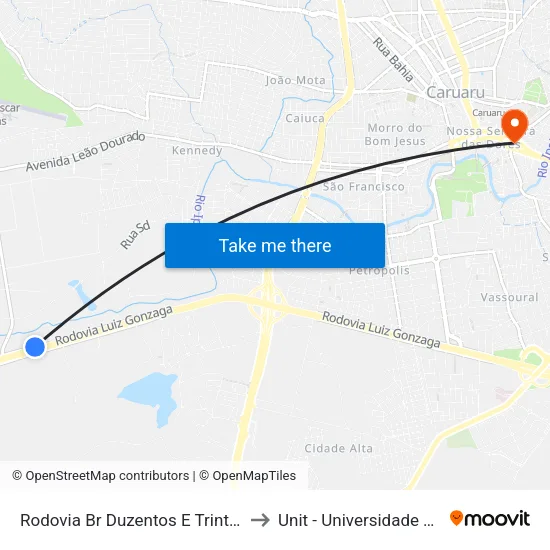 Rodovia Br Duzentos E Trinta E Dois, 480 to Unit - Universidade Tiradentes map