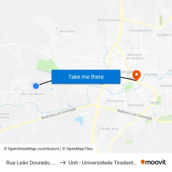 Rua Leão Dourado, 25 to Unit - Universidade Tiradentes map