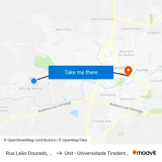 Rua Leão Dourado, 25 to Unit - Universidade Tiradentes map