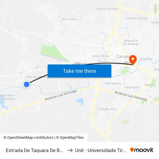 Estrada De Taquara De Baixo, 196 to Unit - Universidade Tiradentes map