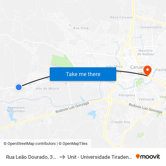 Rua Leão Dourado, 300 to Unit - Universidade Tiradentes map