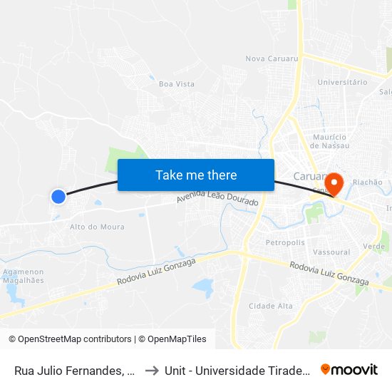 Rua Julio Fernandes, 200 to Unit - Universidade Tiradentes map