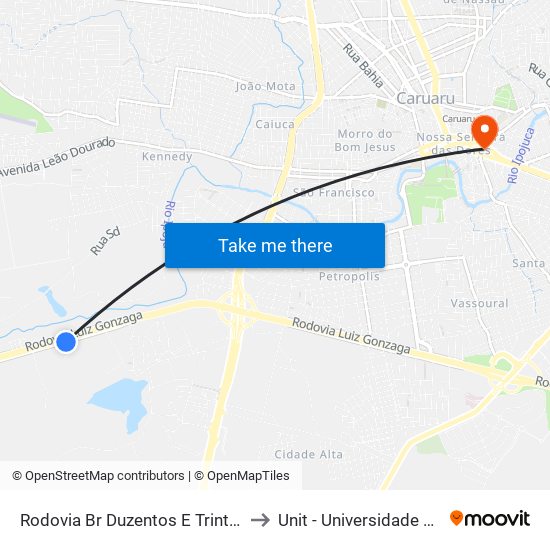 Rodovia Br Duzentos E Trinta E Dois, 463 to Unit - Universidade Tiradentes map