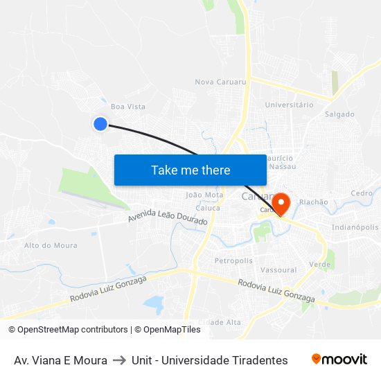 Av. Viana E Moura to Unit - Universidade Tiradentes map