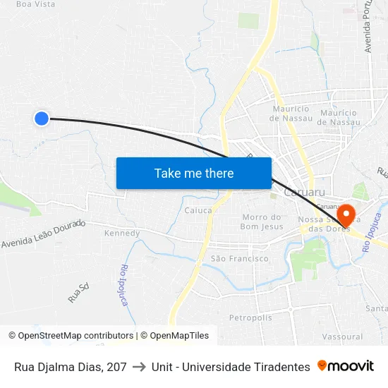 Rua Djalma Dias, 207 to Unit - Universidade Tiradentes map