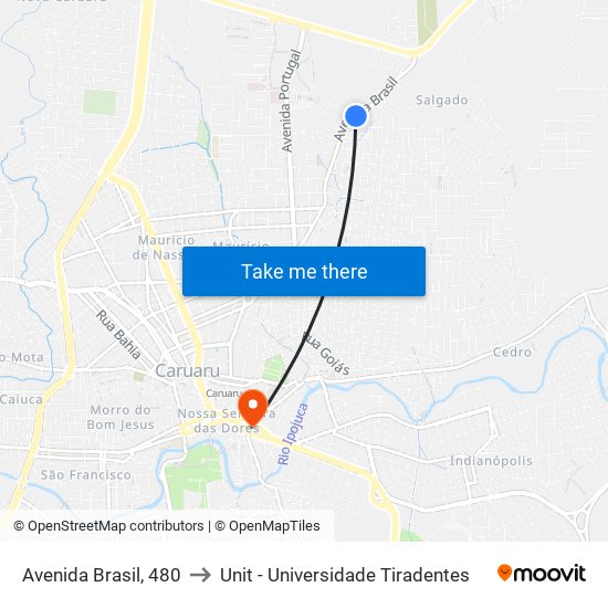 Avenida Brasil, 480 to Unit - Universidade Tiradentes map