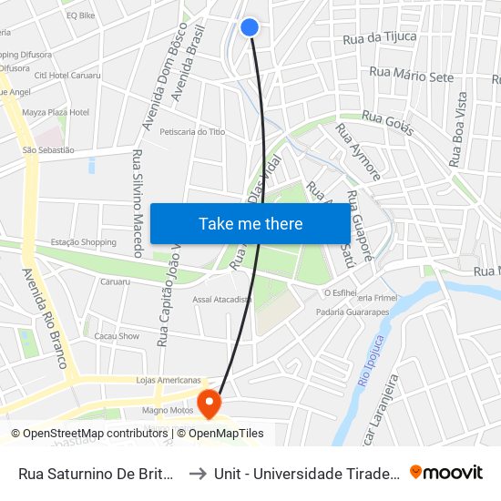 Rua Saturnino De Brito, 55 to Unit - Universidade Tiradentes map