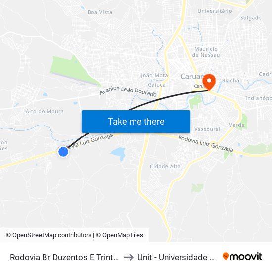 Rodovia Br Duzentos E Trinta E Dois, 351 to Unit - Universidade Tiradentes map