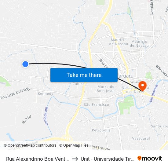 Rua Alexandrino Boa Ventura, 196a to Unit - Universidade Tiradentes map