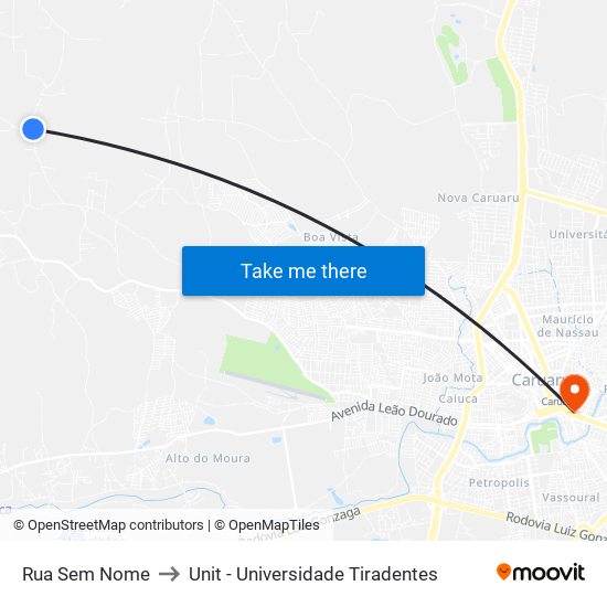 Rua Sem Nome to Unit - Universidade Tiradentes map