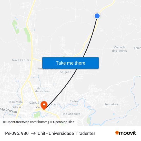 Pe-095, 980 to Unit - Universidade Tiradentes map