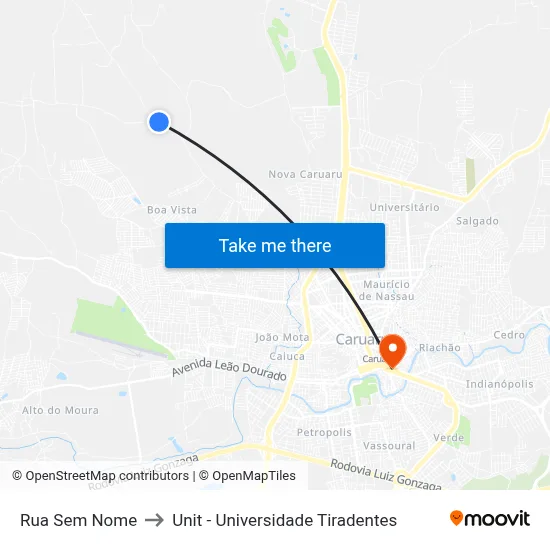 Rua Sem Nome to Unit - Universidade Tiradentes map