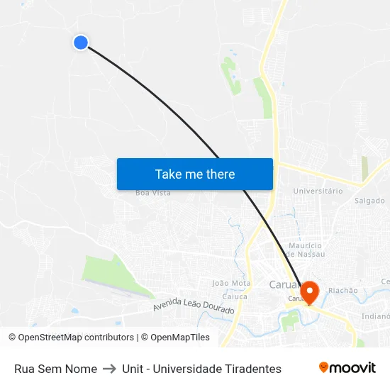 Rua Sem Nome to Unit - Universidade Tiradentes map