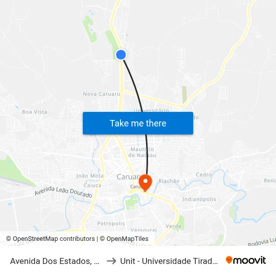 Avenida Dos Estados, 1860 to Unit - Universidade Tiradentes map