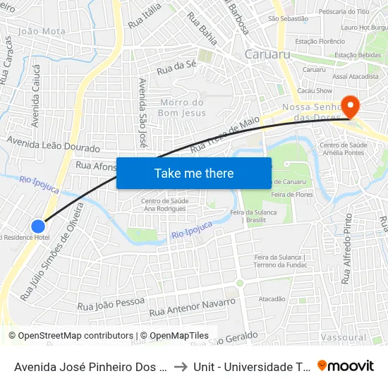 Avenida José Pinheiro Dos Santos, 278 to Unit - Universidade Tiradentes map