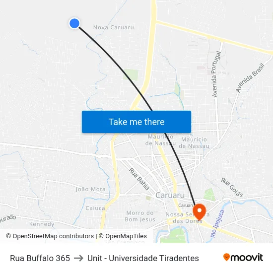 Rua Buffalo 365 to Unit - Universidade Tiradentes map