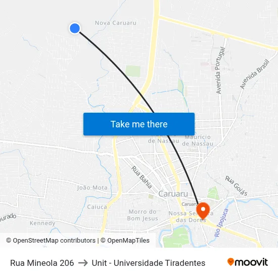 Rua Mineola 206 to Unit - Universidade Tiradentes map
