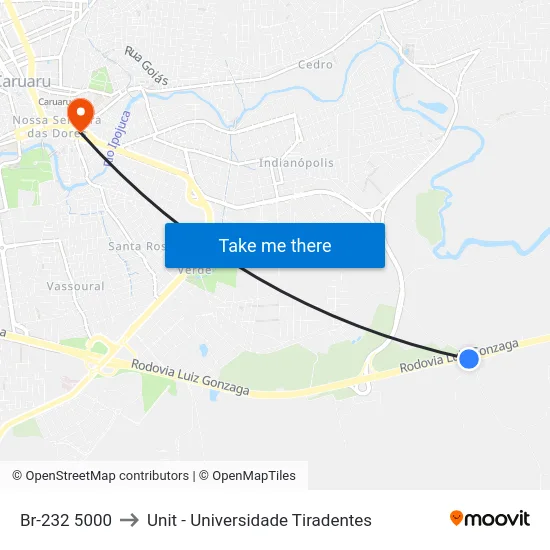 Br-232 5000 to Unit - Universidade Tiradentes map