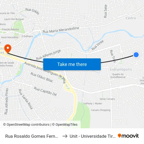 Rua Rosaldo Gomes Fernandes 206 to Unit - Universidade Tiradentes map