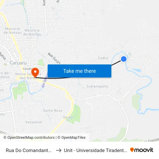 Rua Do Comandante 8 to Unit - Universidade Tiradentes map