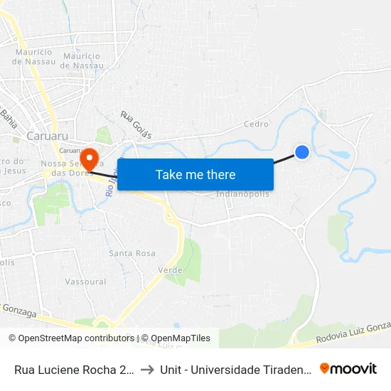 Rua Luciene Rocha 249 to Unit - Universidade Tiradentes map