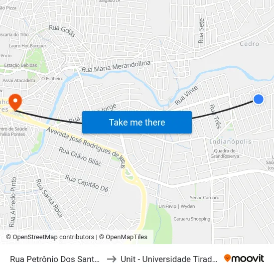 Rua Petrônio Dos Santos 55 to Unit - Universidade Tiradentes map