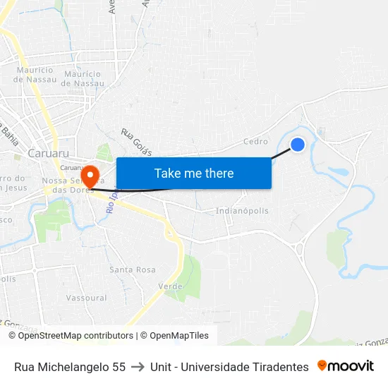 Rua Michelangelo 55 to Unit - Universidade Tiradentes map