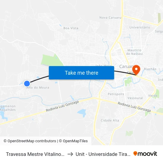 Travessa Mestre Vitalino Tc 230 to Unit - Universidade Tiradentes map