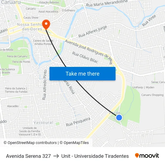 Avenida Serena 327 to Unit - Universidade Tiradentes map