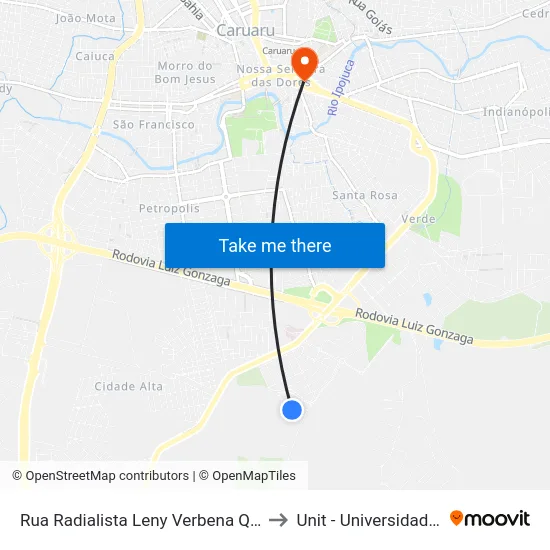 Rua Radialista Leny Verbena Queiroga Barros 204 to Unit - Universidade Tiradentes map