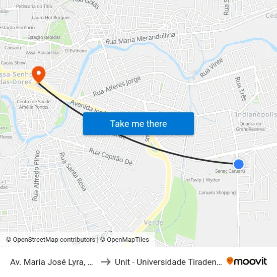 Av. Maria José Lyra, 140 to Unit - Universidade Tiradentes map