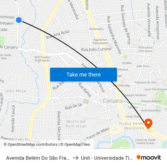 Avenida Belém Do São Francisco 77 to Unit - Universidade Tiradentes map