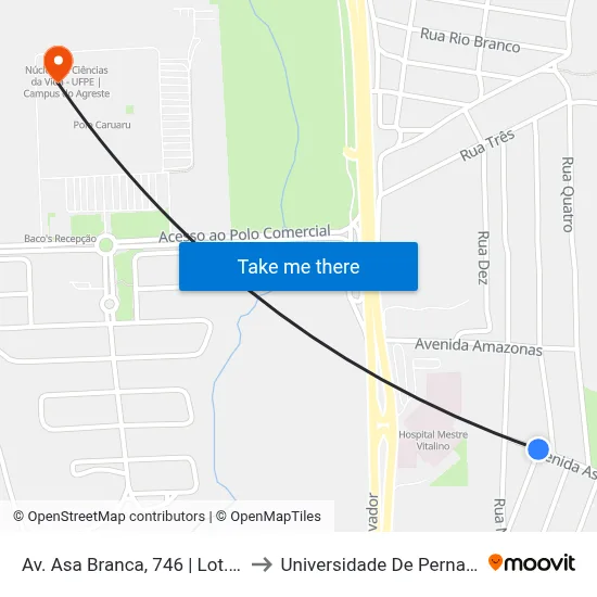 Av. Asa Branca, 746 | Lot. Luiz Gonzaga to Universidade De Pernambuco - UPE map