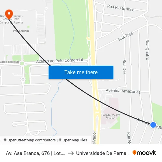Av. Asa Branca, 676 | Lot. Luiz Gonzaga to Universidade De Pernambuco - UPE map